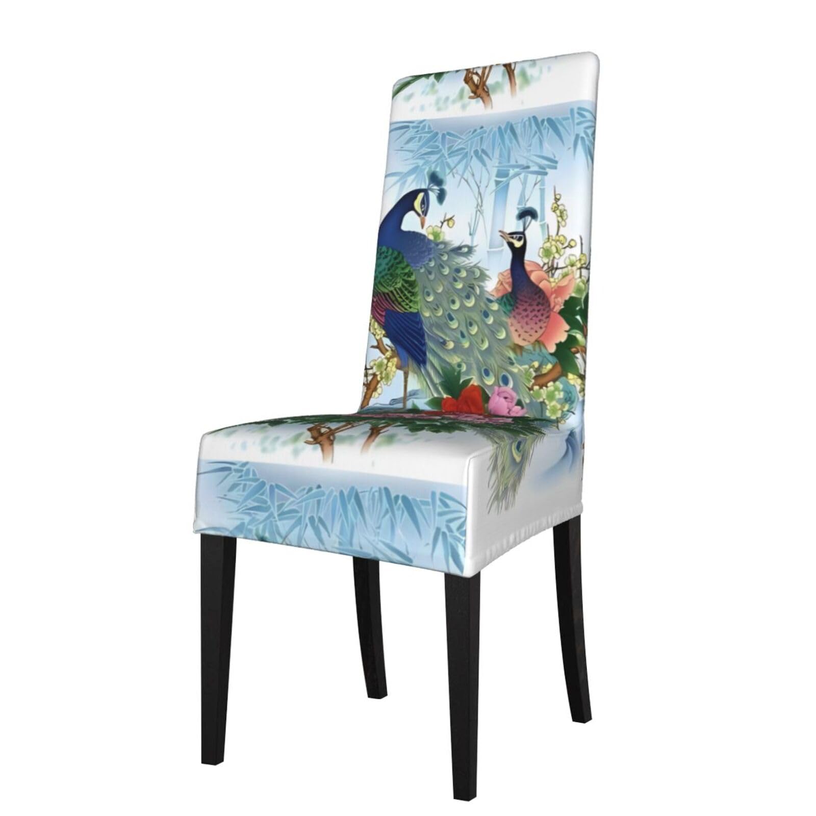 WHJDPP peacock Prints Protection Cover for Dining Chair - Stretchy Seat Throw Covers, Wrinkle-Free & Easy Care for Hotel, Wedding & Home Dining Chairs