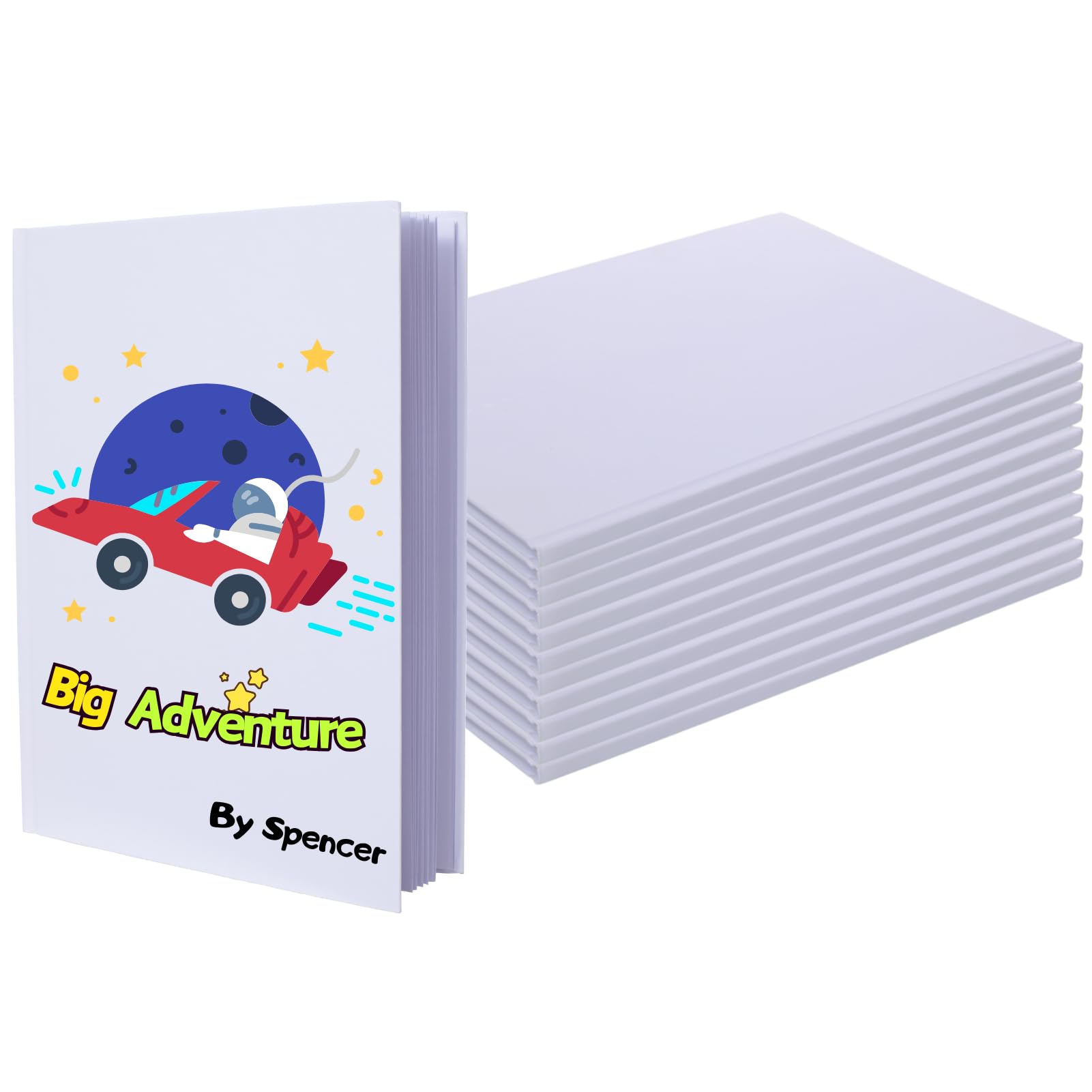 Litpoetic Libri con copertina rigida per bambini per scrivere storie, 17,8 x 25,4 cm, diari senza righe, copertina rigida per studenti, 18 fogli/36 pagine, confezione da 12