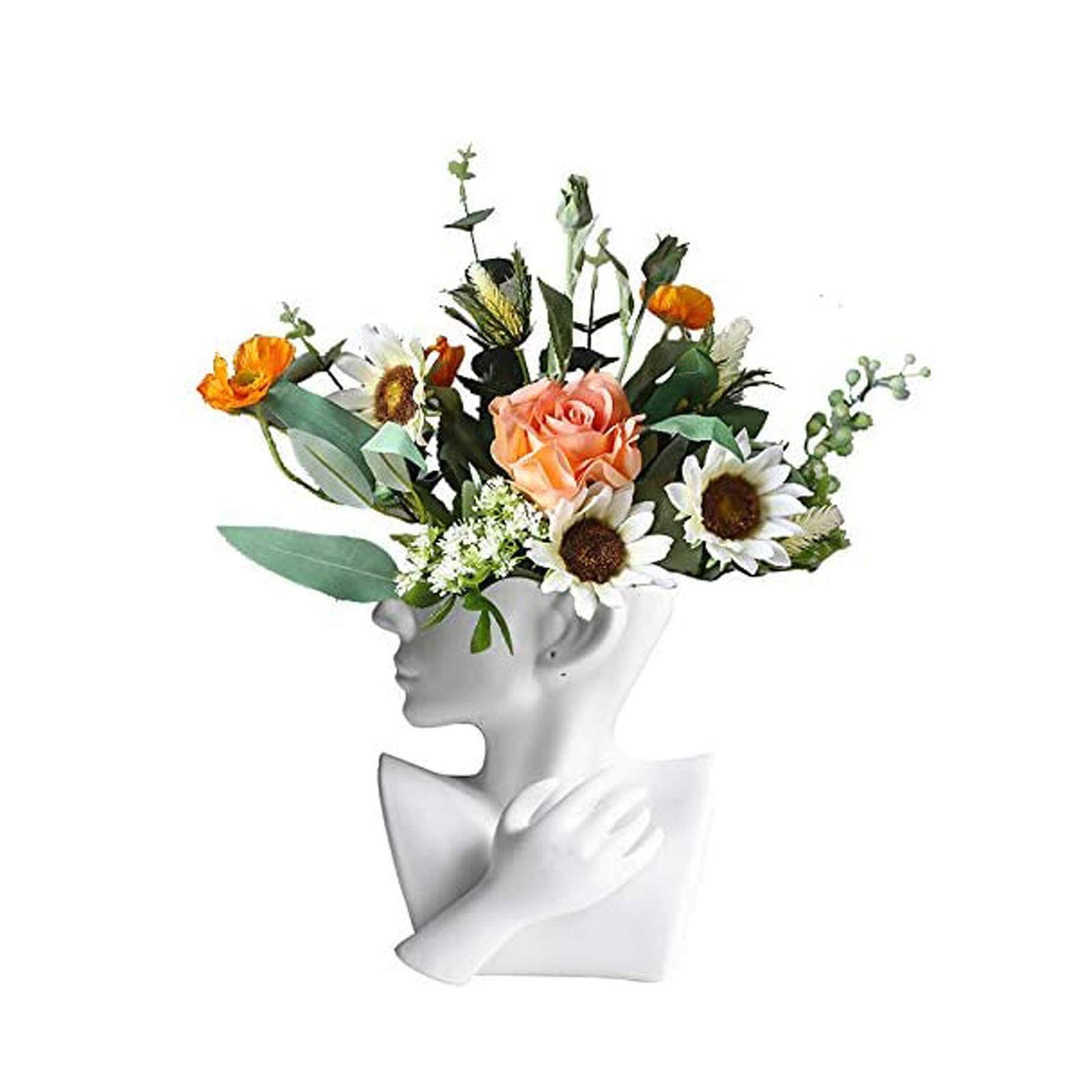 Amazon.co.jp: セラミック花瓶、女性の頭、乾燥花の花瓶、像、部屋の