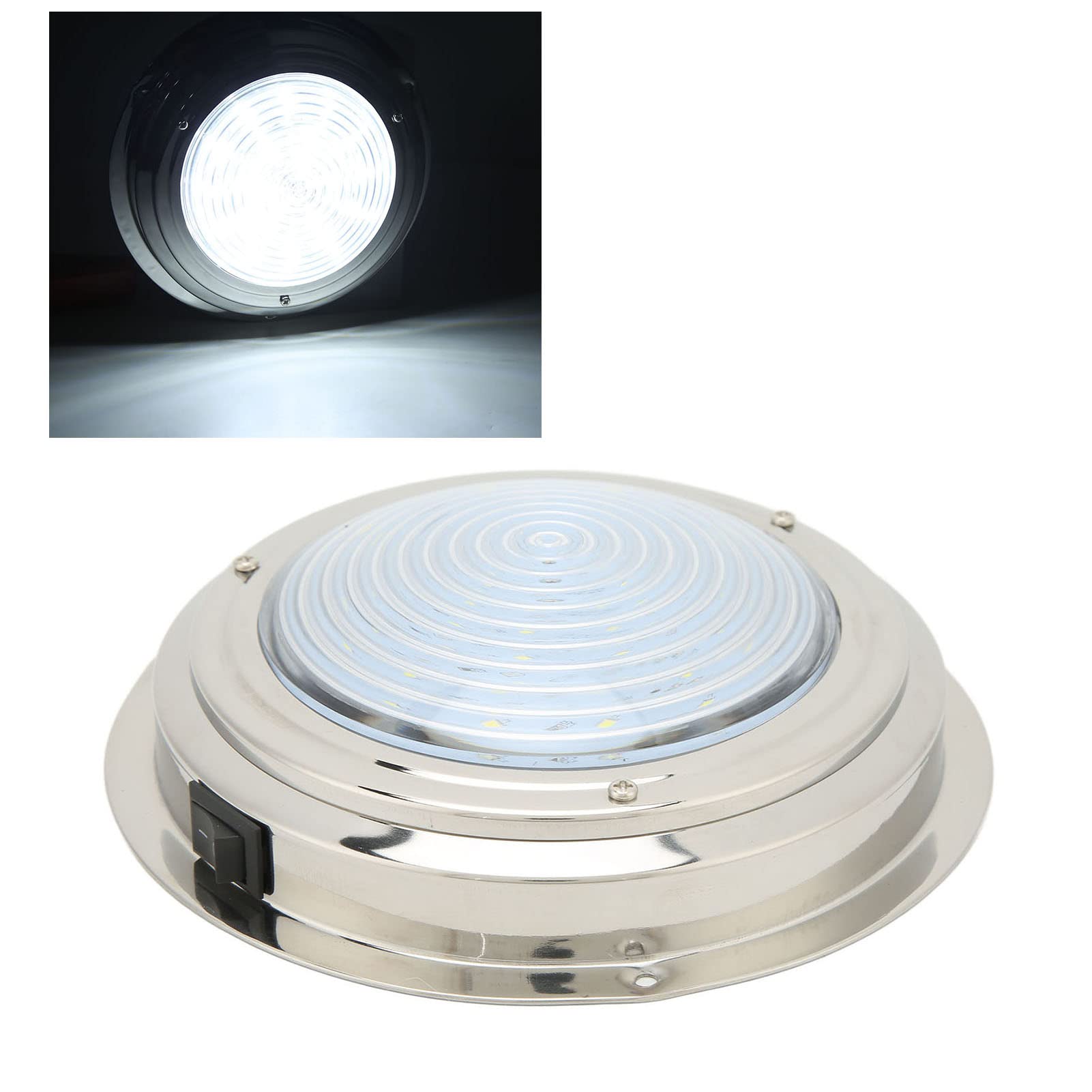 Cryfokt Luces Interiores de Barcos Marinos, 6.5In LED RV Lights Boat Ip65 Cubierta Impermeable Luz de Cortesía con 8 Cuentas de Lámpara LED Luces de Techo LED para Baño de Caravana RV (Luz Blanca)