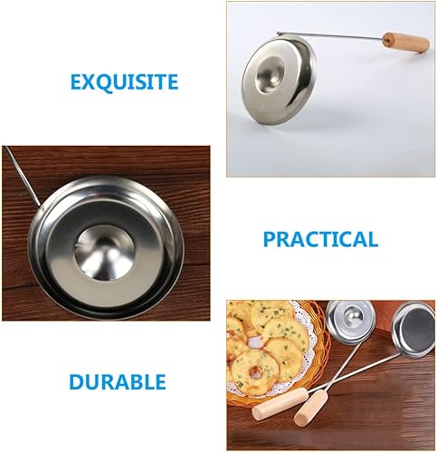 Miniatura 2 de Zerodeko Cuchara de freír colador cuchara de acero inoxidable mango de madera hogar cocina snack molde herramienta estilo aleatorio