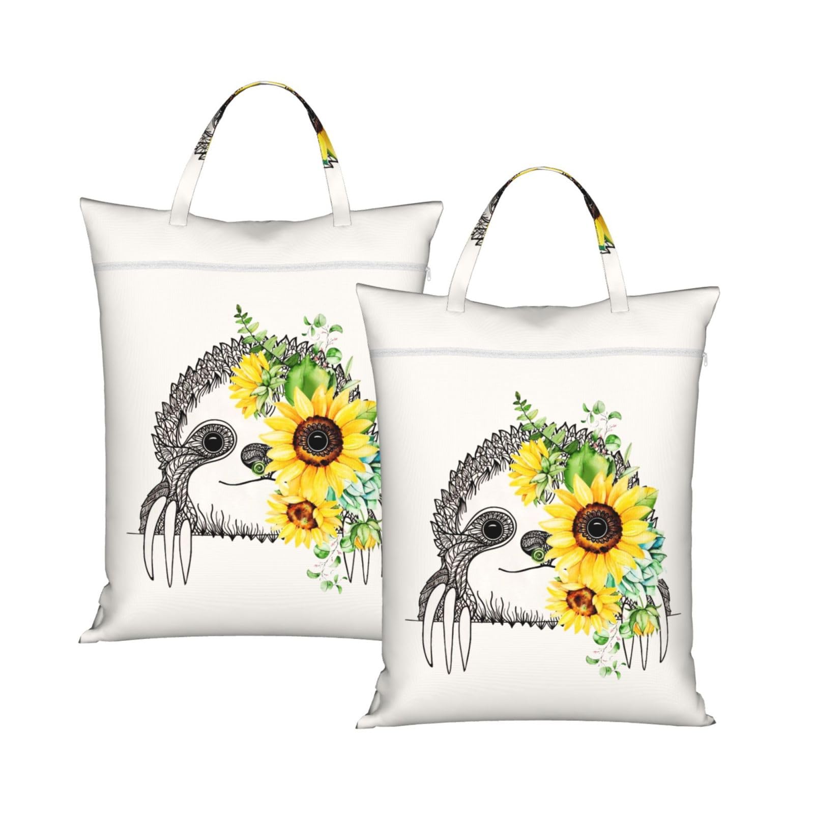 YFSGDLBN Sloth Sunflower printed Travel dirty laundry bag clothes pack Storage Basket Bag