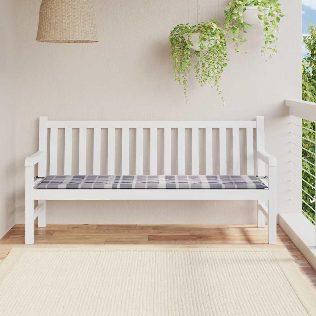 Coussin de banc de jardin à carreaux gris pour sublimer vos repas de famille