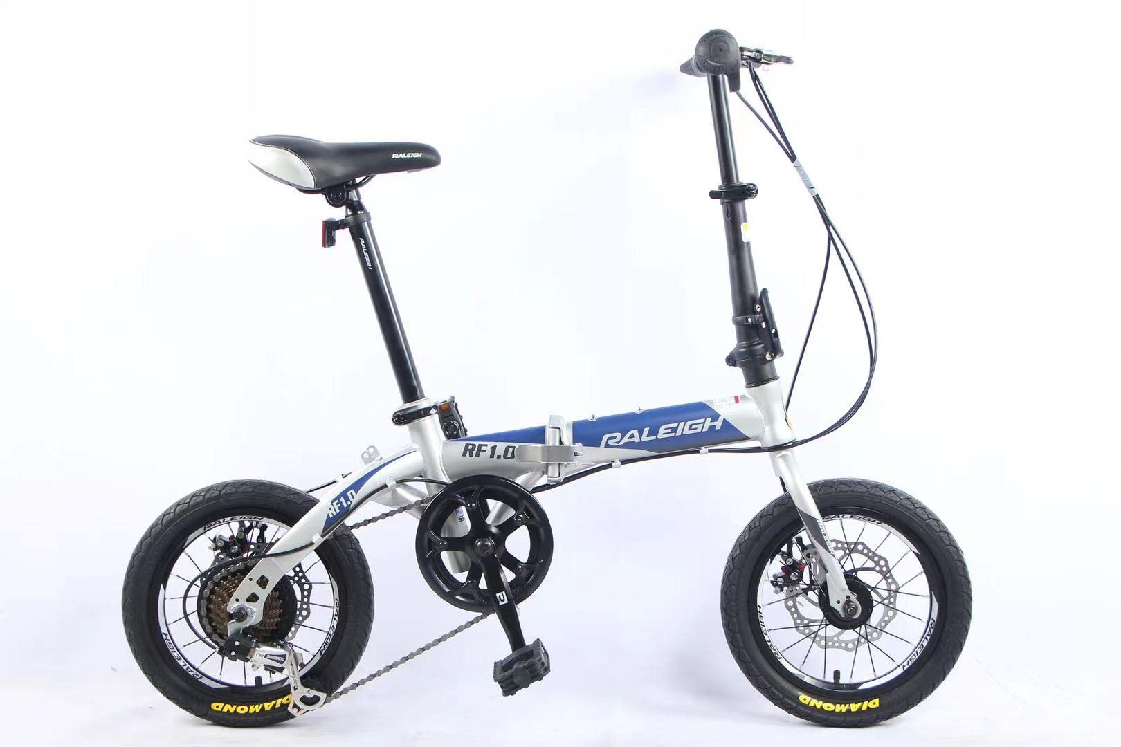 Raleigh 14 Inch carbon Steel Foldable City Bike and Custom 7-Speed Foldable Bike (Silver)