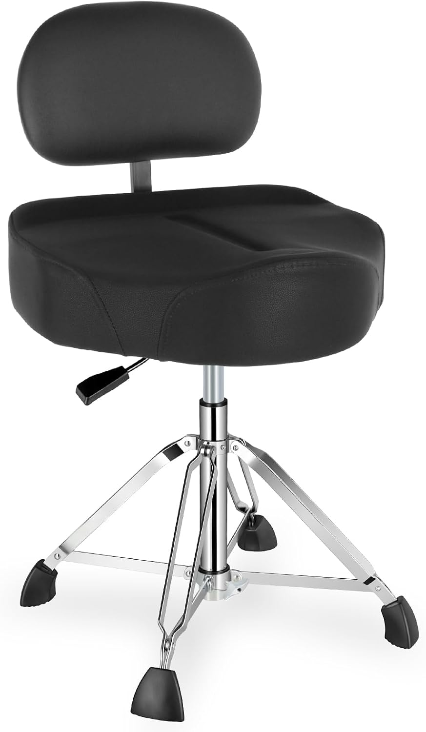 ROWELL Drum Throne with Backrest Height Adjustable Hydraulic Drum Stool 5.2 inch Thickened Cushion Drums Seat Heavy Duty Motorcycle Drums Stool Airlift Guitar Chair for Adult Drummers