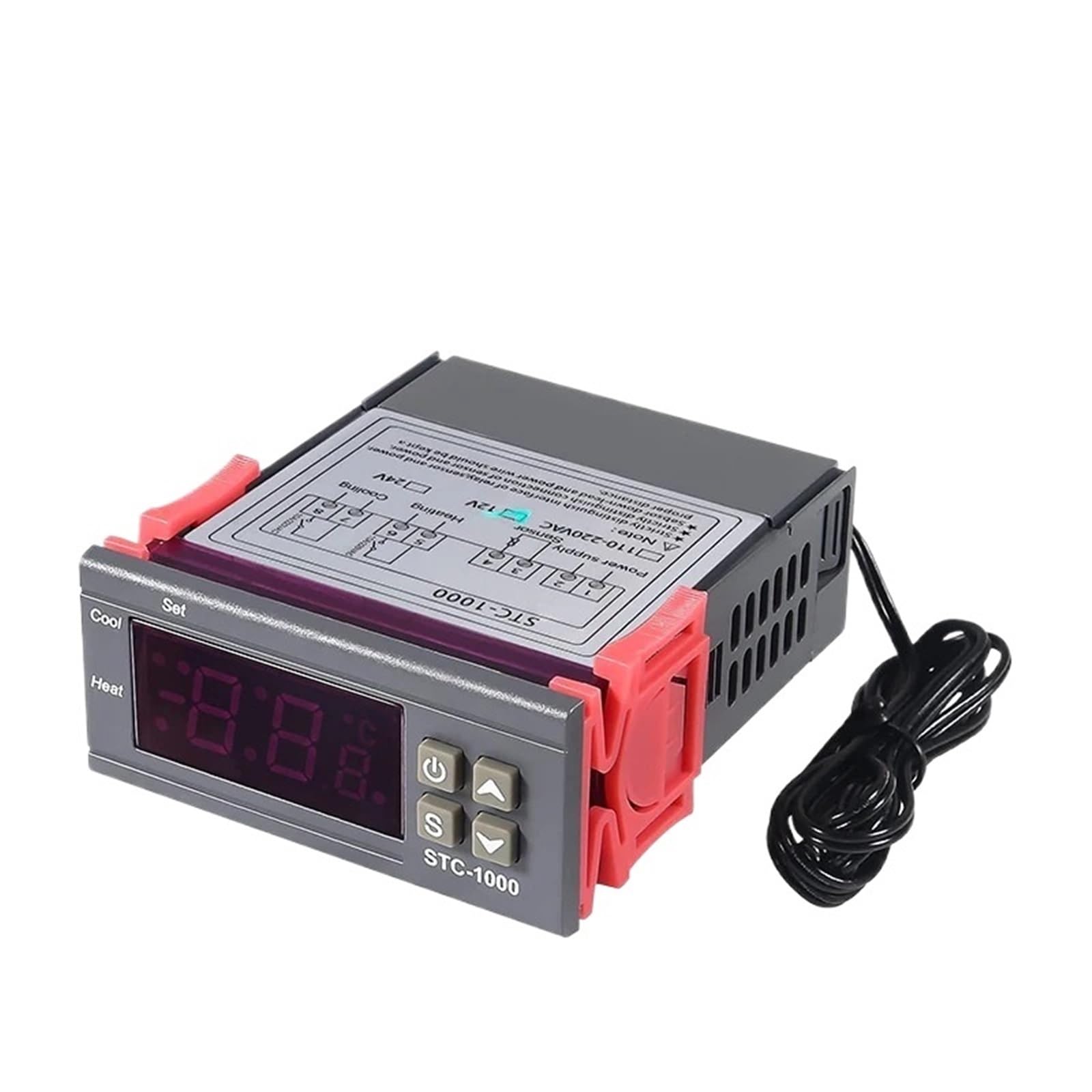 1Pcs Stc1000 Led Digital Temperature Controller Heating Cooling Controller 12v/24v/110v/220v Thermostat For Incubator With Ntc Sensor(STC-1000 AC110-220V)