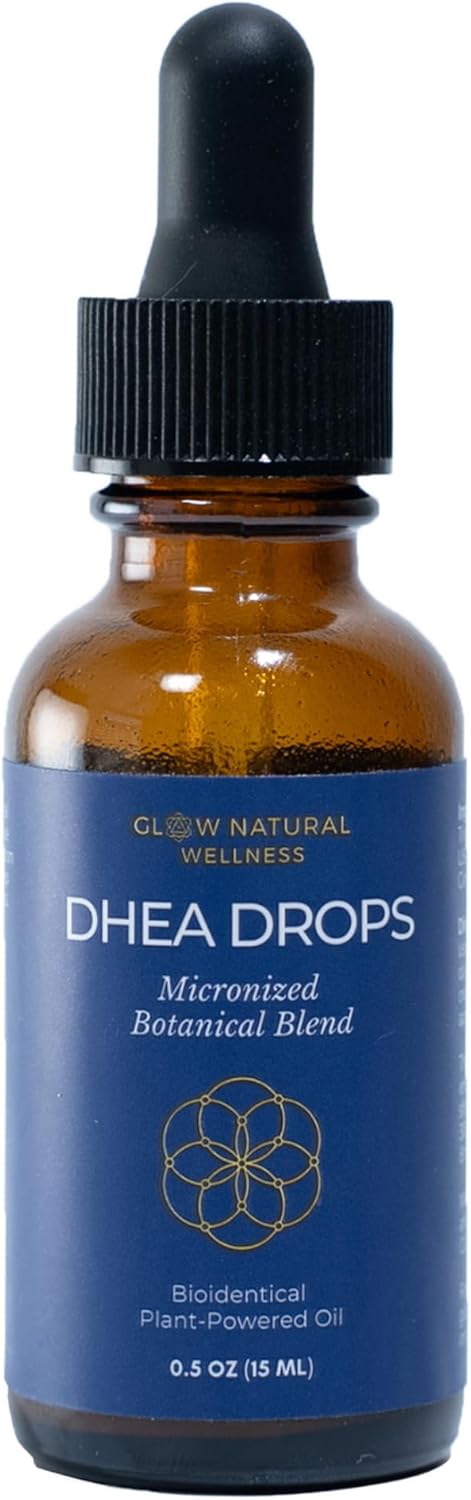 Glow Natural Wellness DHEA Drops, Plant Based Topical Oil for Women with Maca, Saw Palmetto & Ginger in MCT & Vitamin E Base – 0.5 oz (15ml)