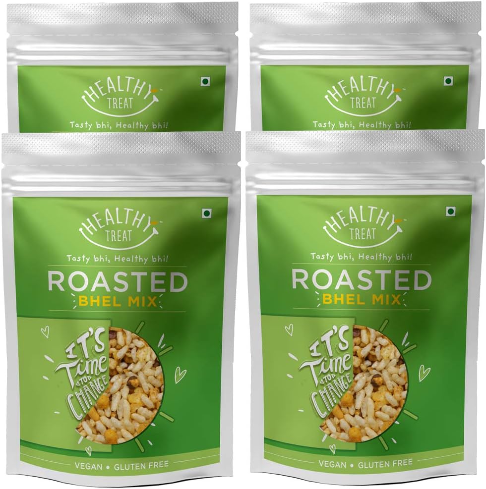 Healthy Treat Roasted Bhel Mix Combo 400gm (Pack of 4, 100 gm Each) | Oil-Free I Protein-Rich, Sugar Free | Gluten Free | Vegan