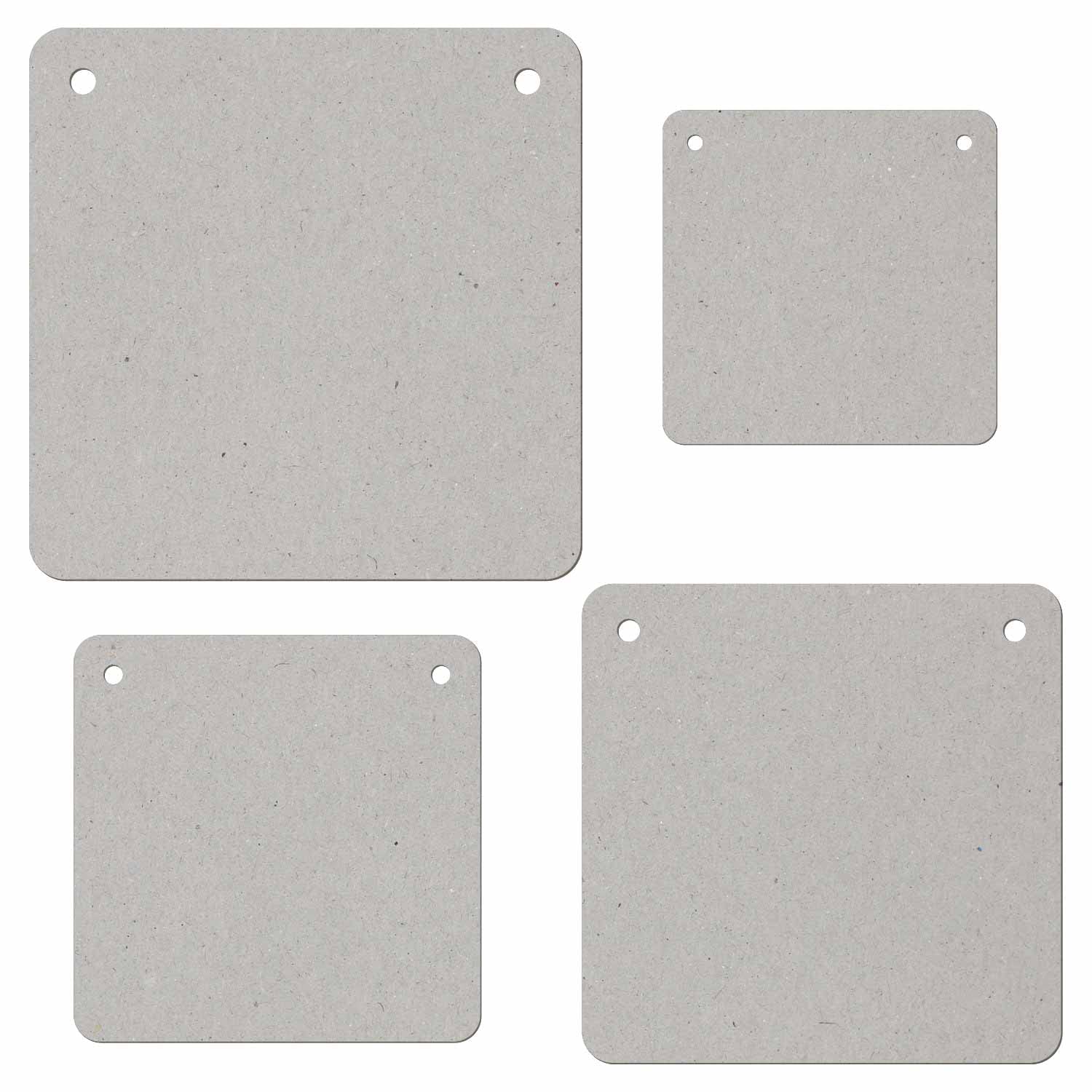Carton carré avec coins arrondis et deux trous côte à côte - Décoration de bricolage de 3 à 50 cm - Taille : 40 cm - Lot de 10 pièces.