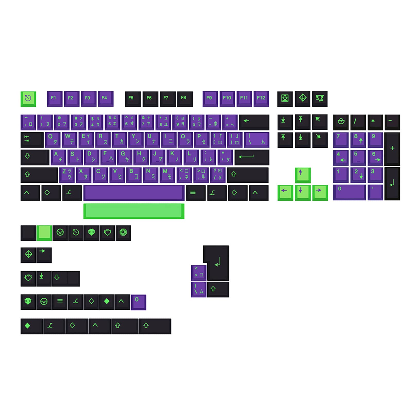Lot de 135 touches Cherry Profile en PBT DYE-SUB EVA pour clavier mécanique GK61/64/68/84/980 - Touches violettes en PBT - 135 touches Cherry Profile DYE SUB personnalisées EVA MX