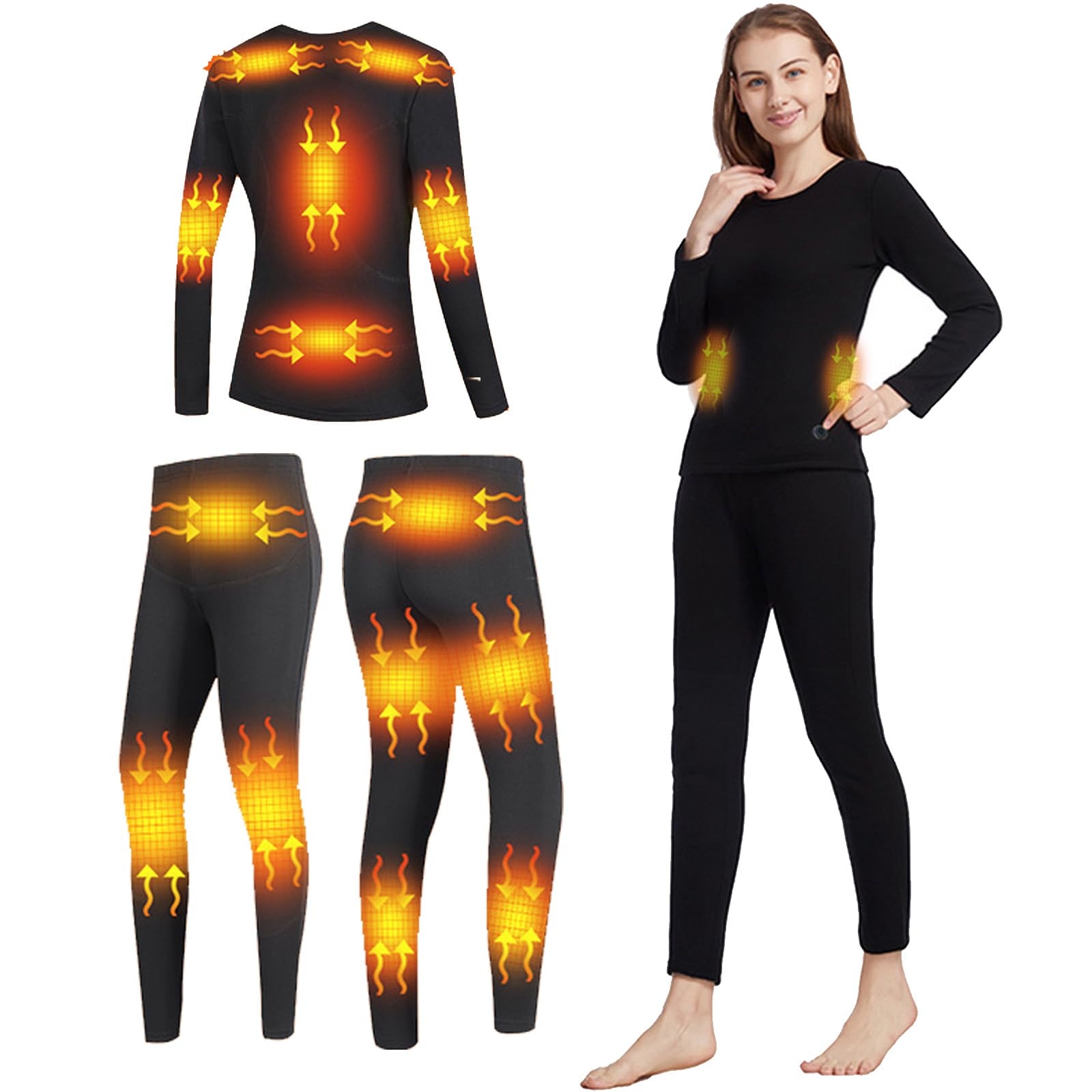 Set di Biancheria Intima Termica riscaldata elettricamente, Pantaloni e Top riscaldati da Viaggio da Donna, Set di Mutande Lunghe Foderate in Pile