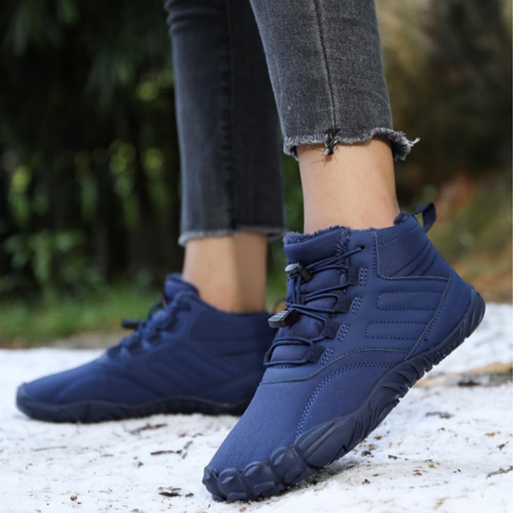 Hike Winter Footwear Barefoot Womens, Lambswool Thickened Single Shoes Waterproof Slip-Resistant Hiking Shoes Suitable Hiking Walking Outdoor