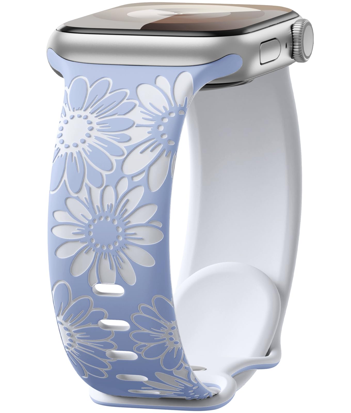 Floral Two Tone Apple Watch Band 40mm MaledanFloral Engraved Strap