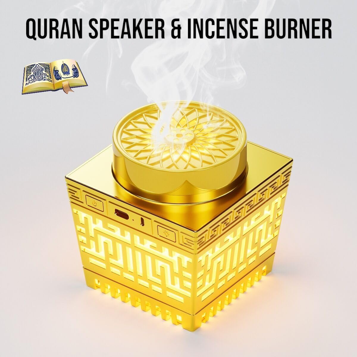 Bakhoor Weihrauchbrenner Mit Quran & Bluetooth Lautsprecher - Fernbedienung, App, Farblicht, Elektrisch
