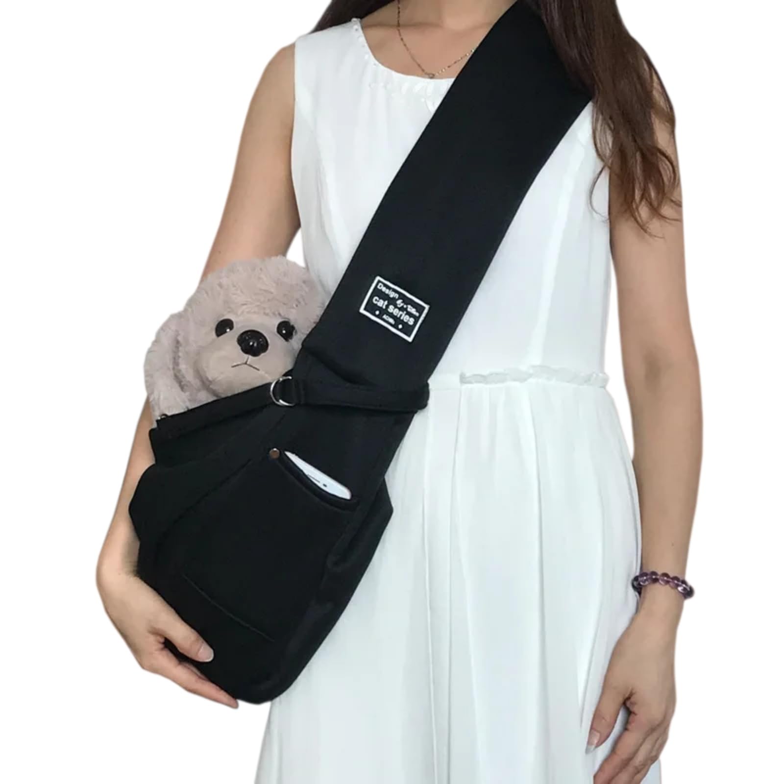 Veslyn Pet Travel Bag Lightweight Carry Sling For Cats & Small Dogs, Comfortable Crossbody Shoulder Carrier Outdoor Daily Use-black
