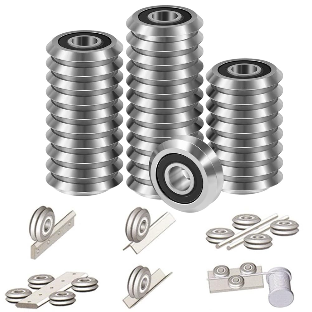 RM2- Rodamiento de Bolas de Rodillos de 3/8'' con Ranura en V, Rodamiento de Rodillos Sellado de Goma de Doble Cara, 16 Piezas