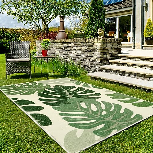 Tapete Lukinbox Leaf Indoor Outdoor 5x7 Verde Lavable