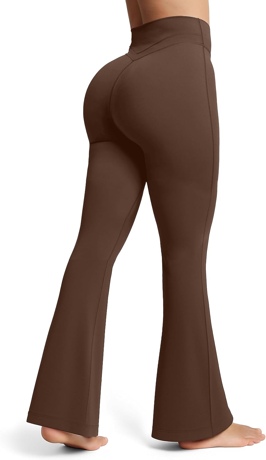 Olmlmt Flare Leggings for Women Butt Lifting - Crossover High Waisted Buttery Soft Gym Workout Yoga Pants