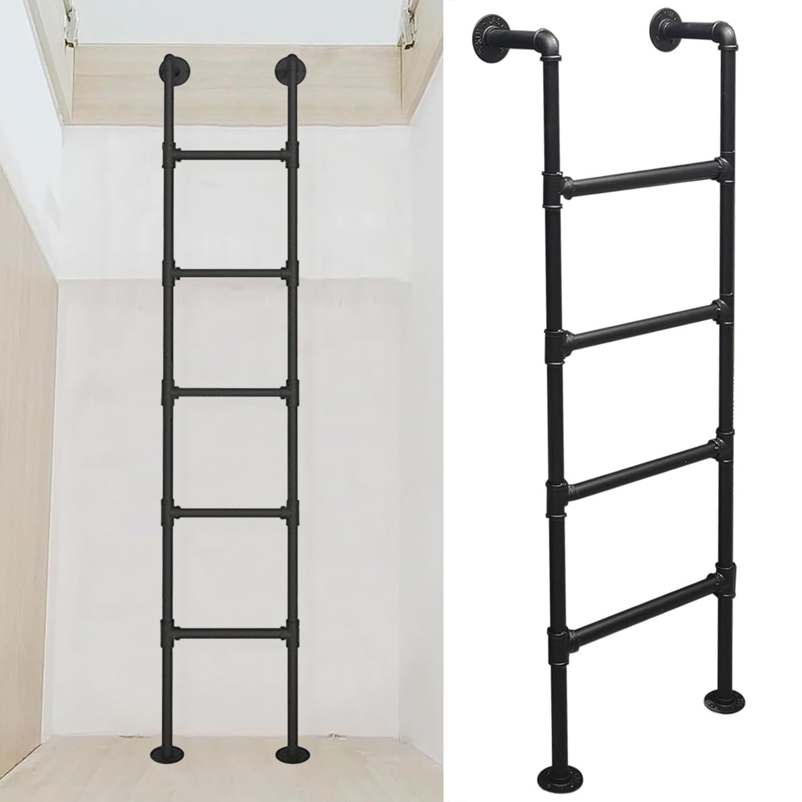 Échelle de Secours Murale en métal pour sous-Sol, échelle de Secours Industrielle en Fer pour escalier d'escalade intérieur et extérieur (270 cm/106 Pouces)