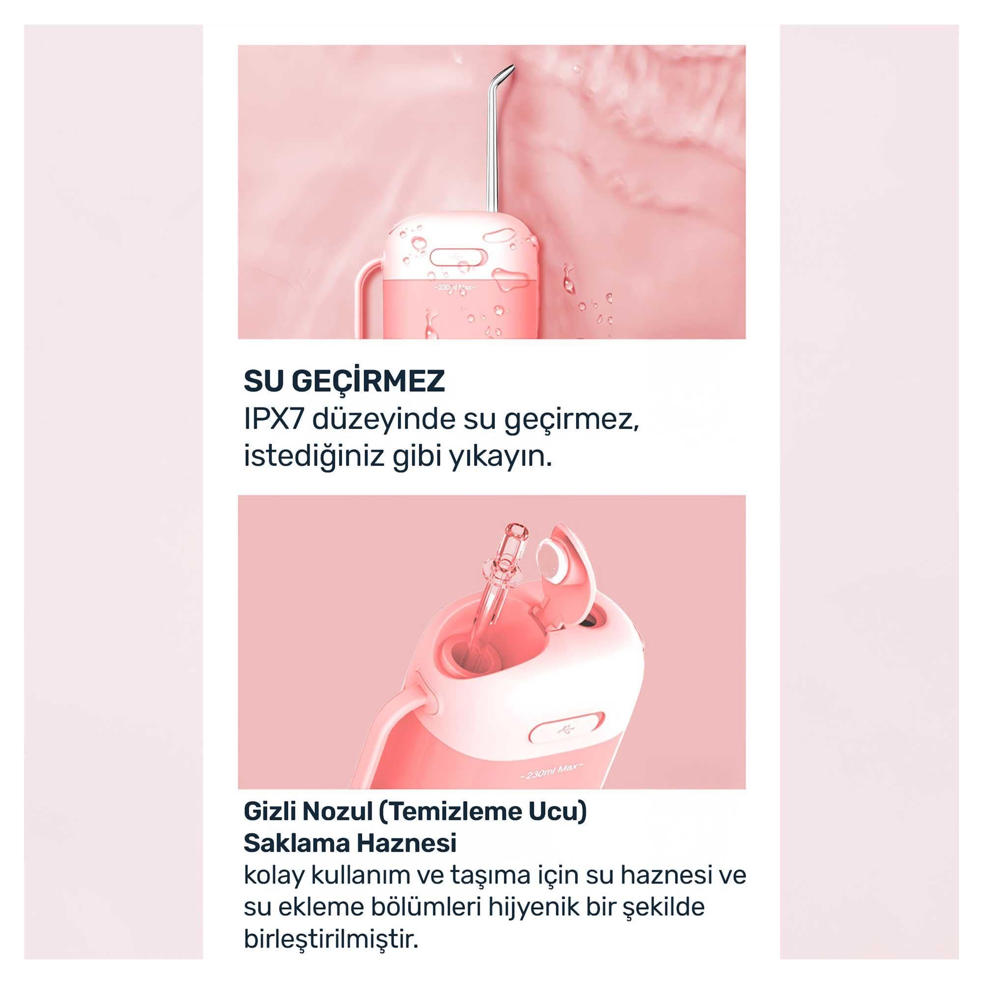 NPO Nicefeel FC5170 Mini Taşınabilir,Şarjlı, Diş Teli/Protez Bakım ve Profesyonel Ağız Duşu (Pembe)