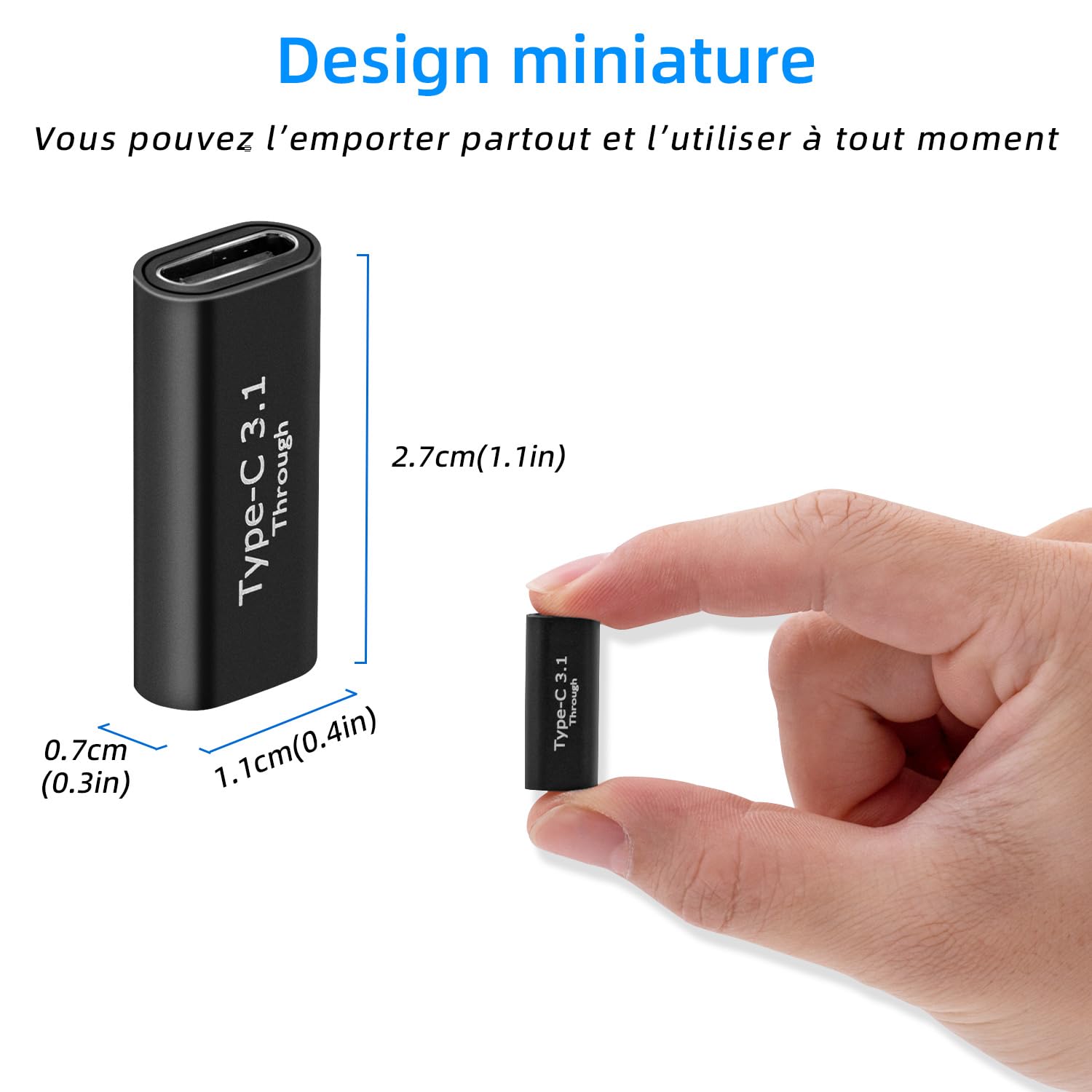 Adaptateur USB C femelle vers femelle 2Pcs USB 3.1 10Gbps 4K Charge Rapide Transfert Données