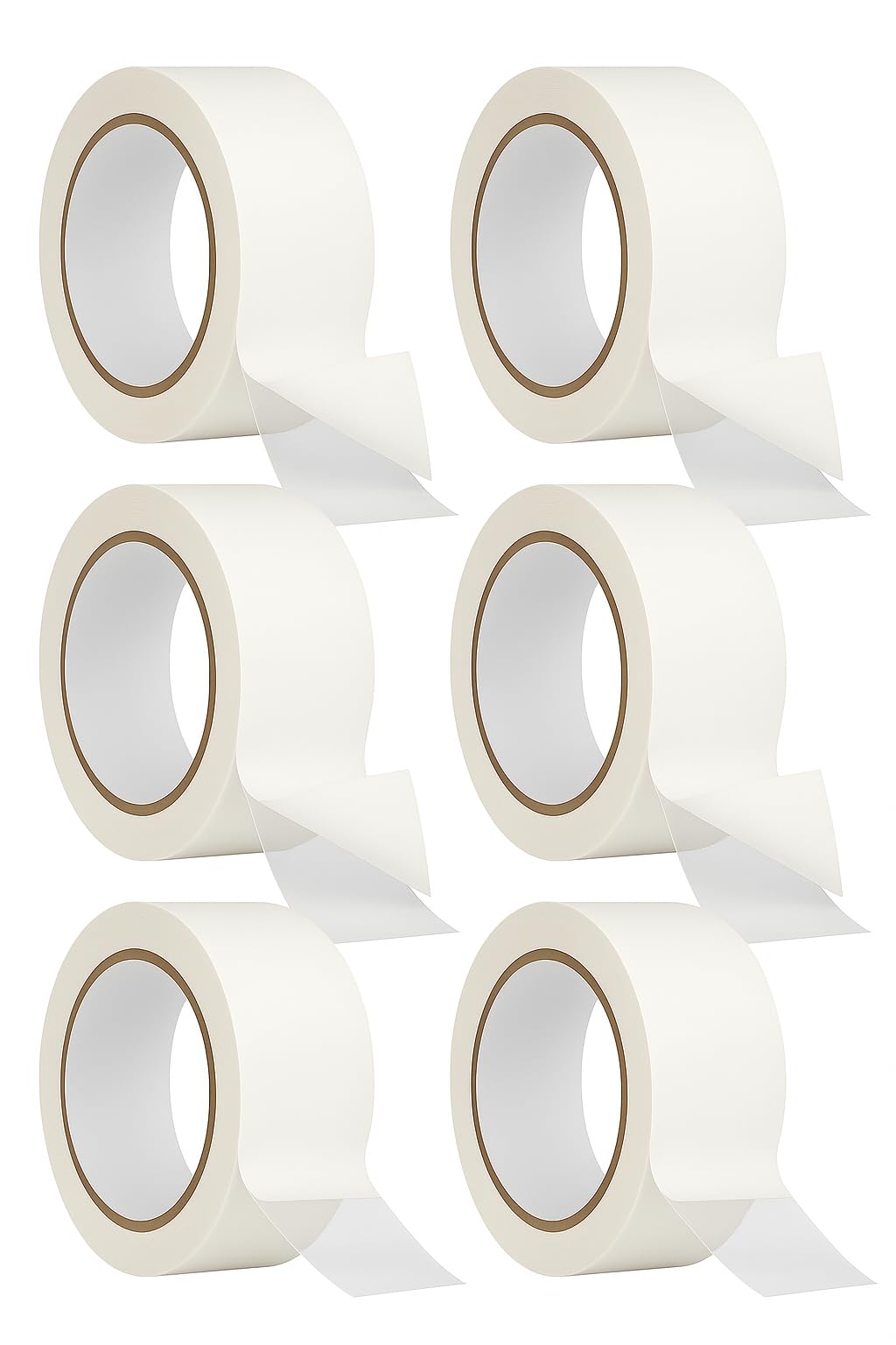 6 Rolls of Double Sided Tape 50mm x 50M | Heavy Duty Clear Adhesive Tape for Mounting, Craft Projects, Office & Display Use | High-Tack Bonding with Easy-Peel Liner