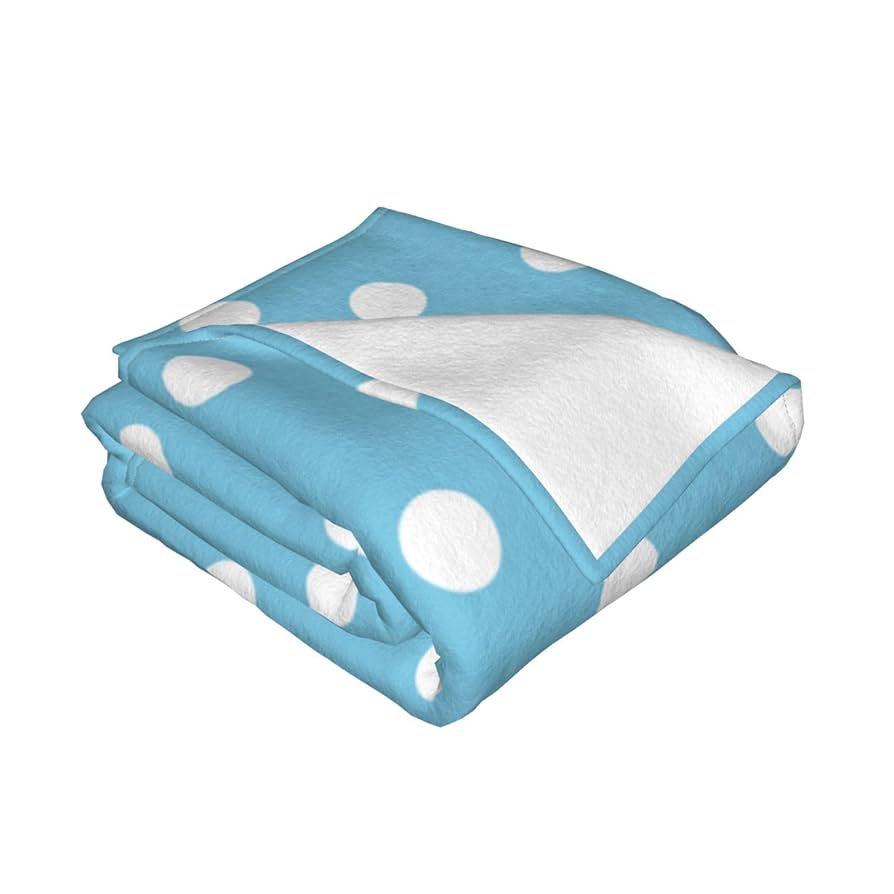 Amazon｜ブランケット 毛布 水色 ブルー ドット柄 水玉