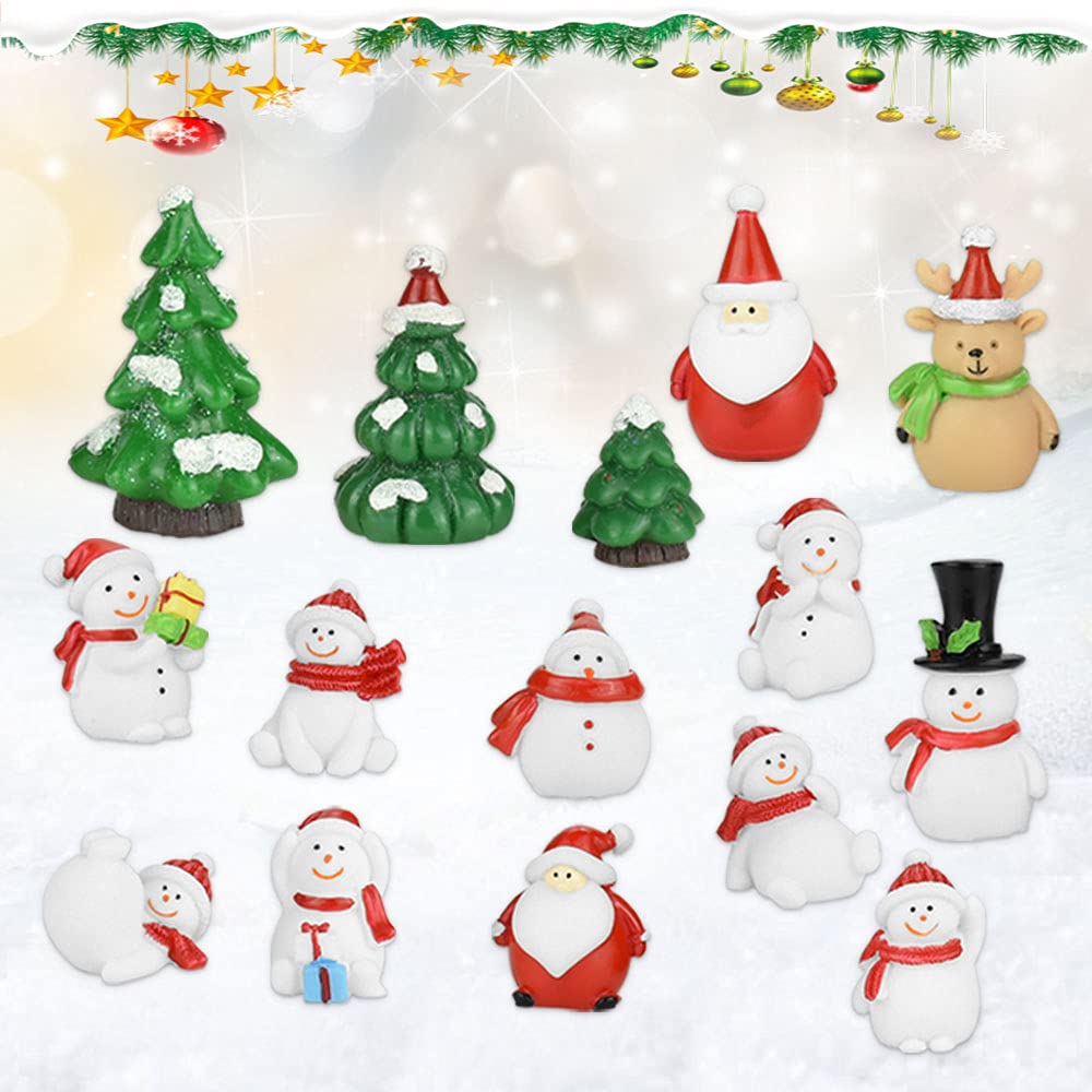 8 Mini Weihnachts-Figuren Aus Harz – Weihnachtsmann, Baum, Schneemann Für Deko In Märchengärten & Puppenhäusern