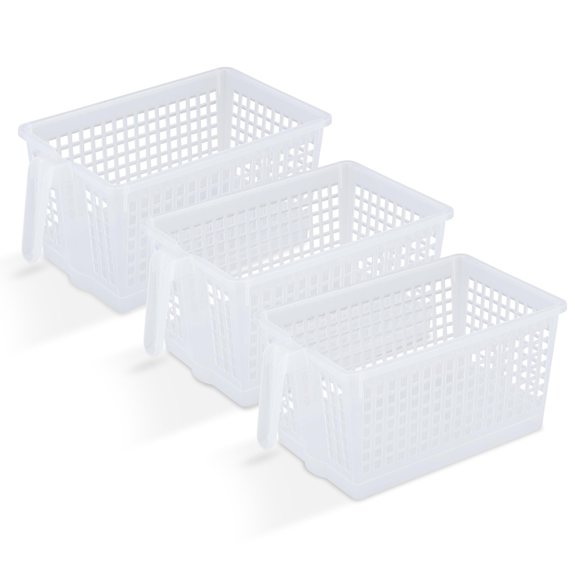 RATAN PLASTICWARE Glory Handy Baskets -Small (Pack of 3) Fridge Storage, Fruit & Vegetable storage Container, Refrigerator storage, Multipurpose Storage-Transparent (Clear)