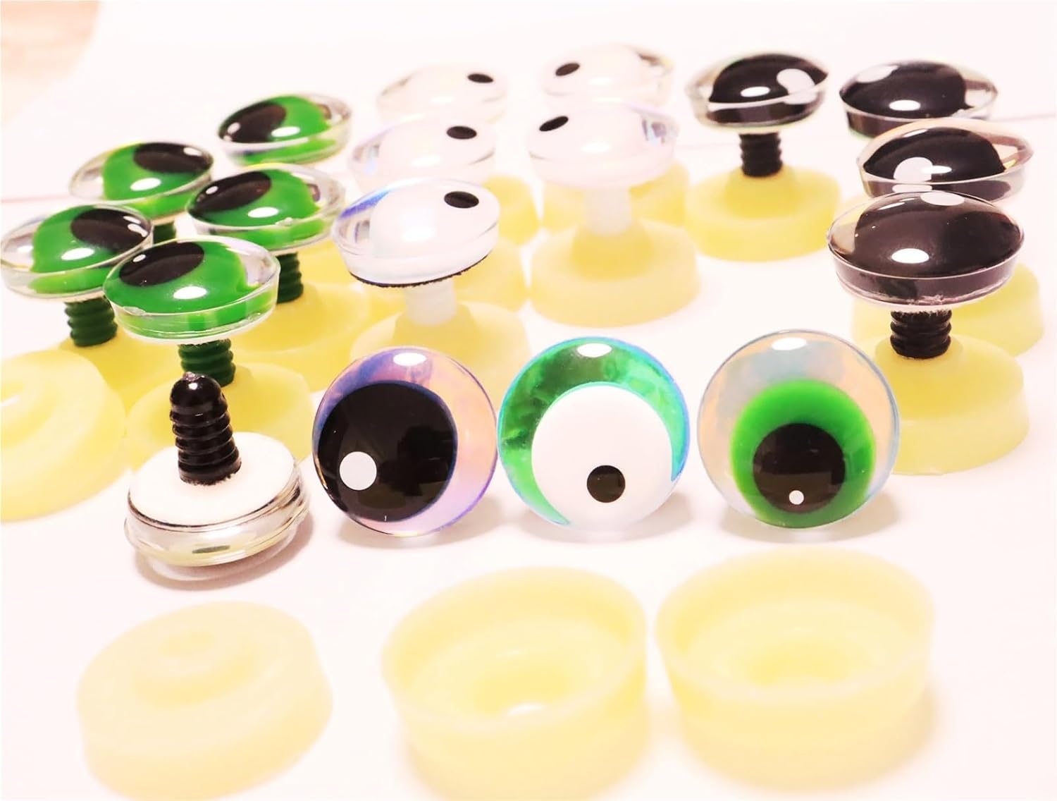 30pcs Mix 3 Styles Glitter 3D Doll Eyes 25mm Round Safety Eyes for DIY Crafts
