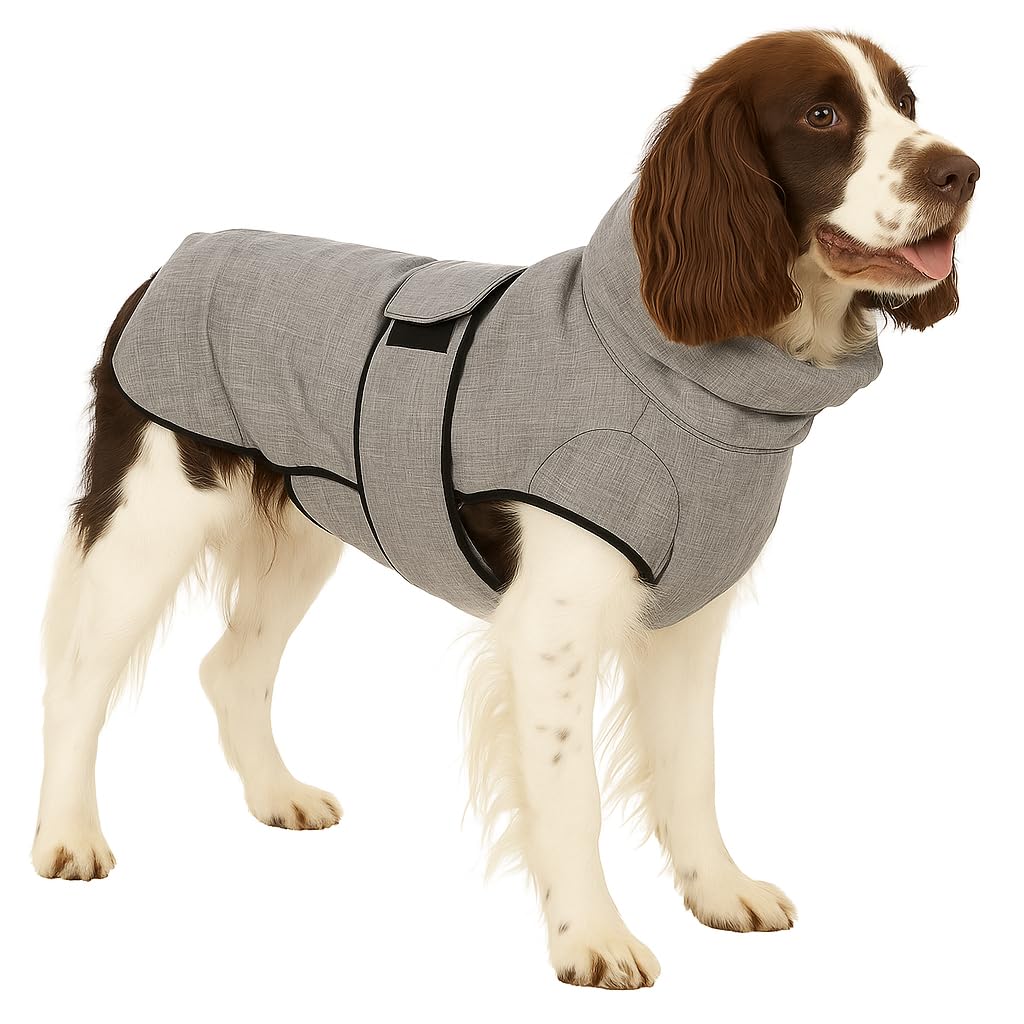 Flamingo Hundemantel Winter – Iglu Grau – 50cm – warm & modisch – Polyester – wasserabweisend – isothermische Innenschicht – reflektierend – Brust- & Bauchabdeckung – Geschirröffnung