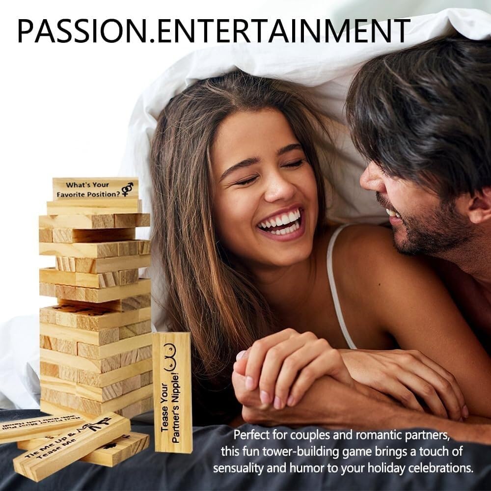 Sternstunde Tour érotique En Bois Pour Couples – 48 Blocs Avec Défis Sensuels En Français – Jeu Intime Et Romantique Pour Saint-Valentin