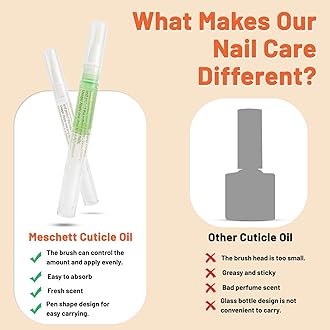 Meschett 2PCS Cuticle Oil Pens for Nail Care,Cuticle Revitalizer Oil Pen with Soft Brush,Cuticle Oil to Prevent Nail Cracking and Dry (Lily & Apple Flavor)