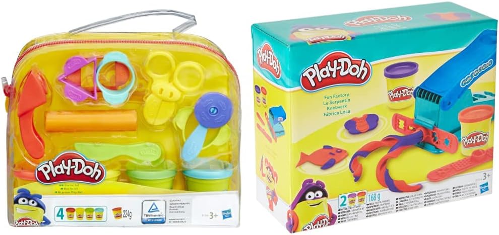 Play-Doh Starter Set & Basic Fun Factory Shape-Making Machine with 2 Non-Toxic Colours