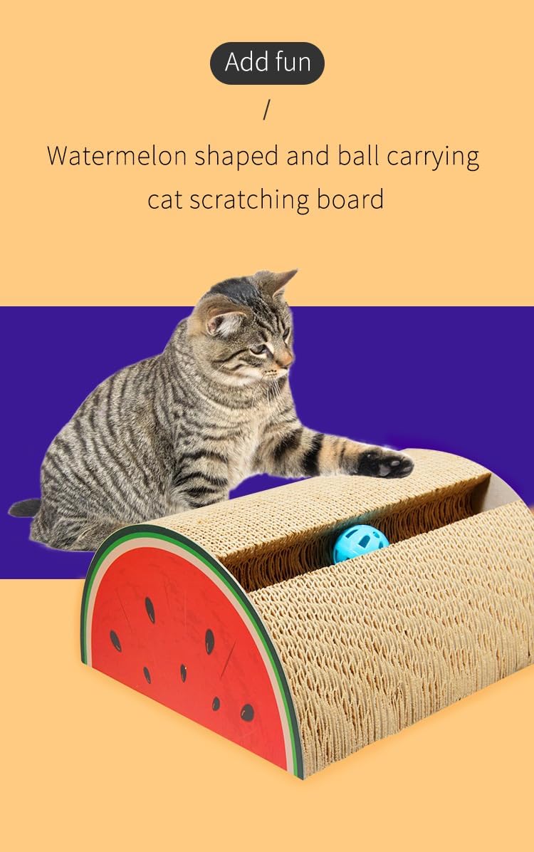 cat Scratching Board,Super Durable Paper Leather Pads,Premium Cardboard cat Scratcher for Indestructible cat Scratching Board & Scratch pad for Cats Asinpa (Red Watermelon, 9.68in*8.22in*5.39in)