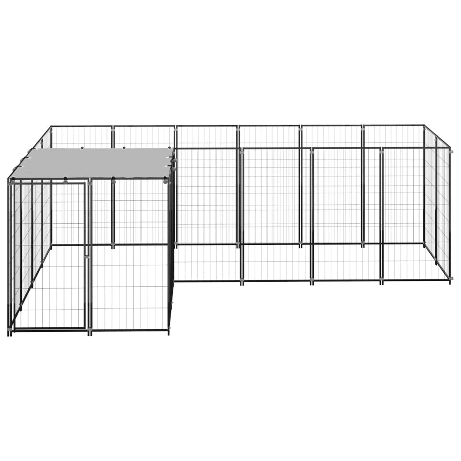 Homgoday Czarna klatka dla psa 4,84 m² stalowa klatka dla psa wewnętrzna klatka dla psa Kennel dla psów klatki dla psów klatki dla psów ogrodzenie dla psa na zewnątrz
