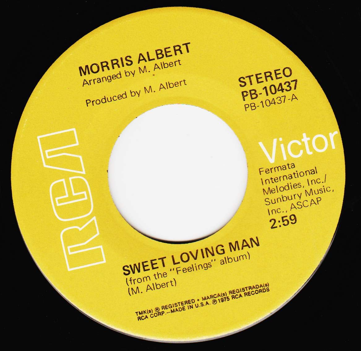 MORRIS ALBERT 45 RPM Sweet Loving Man / Christine