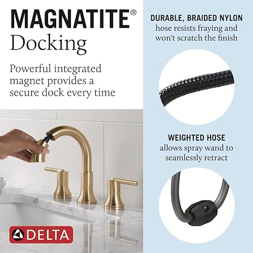 Miniatura 4 de Delta Faucet Trinsic - Grifo de baño extraíble, grifo de baño completo, grifo de baño generalizado dorado de 3 agujeros extraíbles, grifo de lavabo