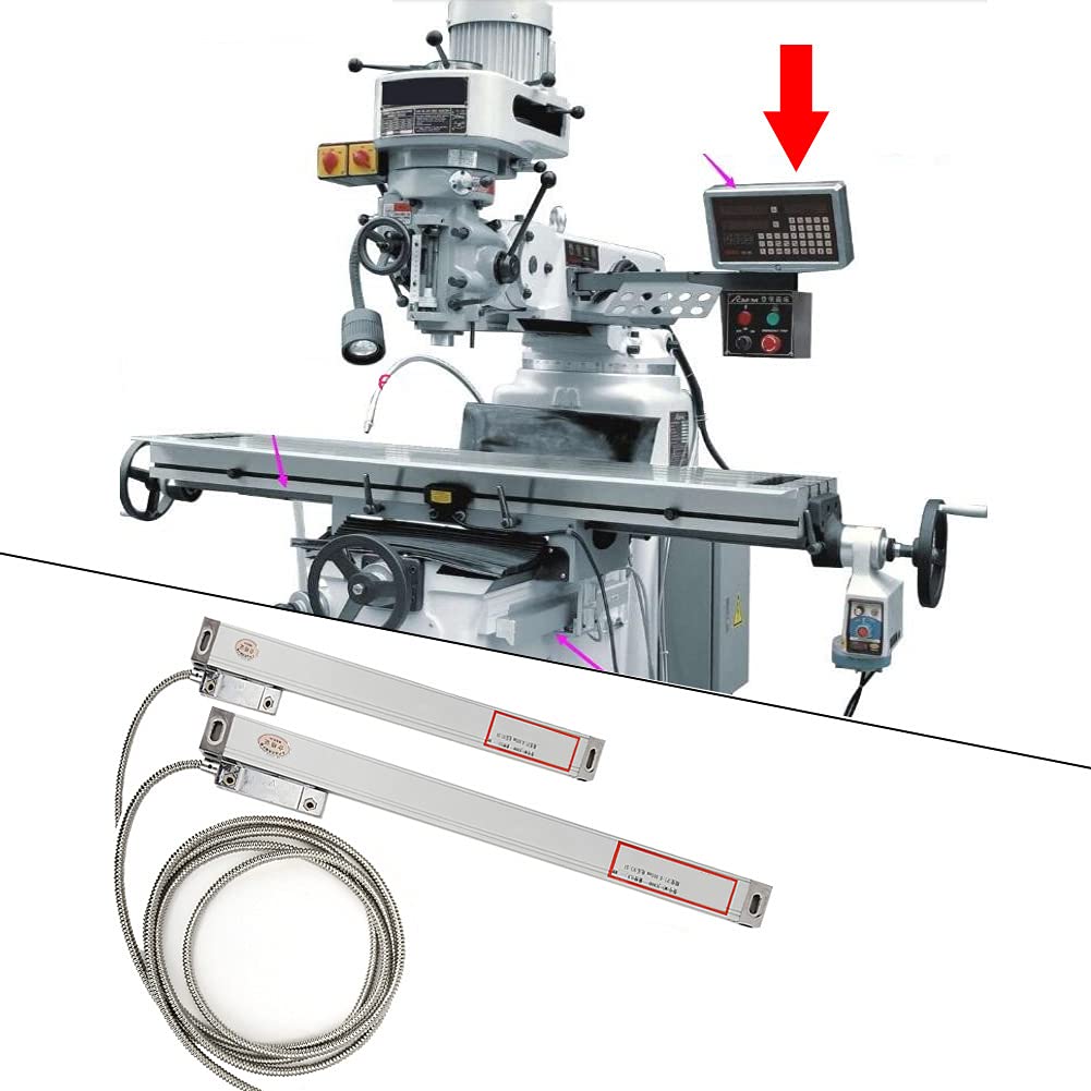 Échelle Linéaire 2 Pièces, Échelle Linéaire de Course 100 mm 350 mm JCS900 2AE Kit d'Échelle Linéaire en Alliage d'Aluminium à Lecture Numérique avec Accessoires