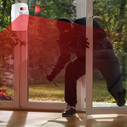 Miniatura 7 de Mengshen Alarma con sensor de movimiento infrarrojo - Alarma antirrobo con 2 controles remotos, adecuada para el hogargarajestiendas, H88