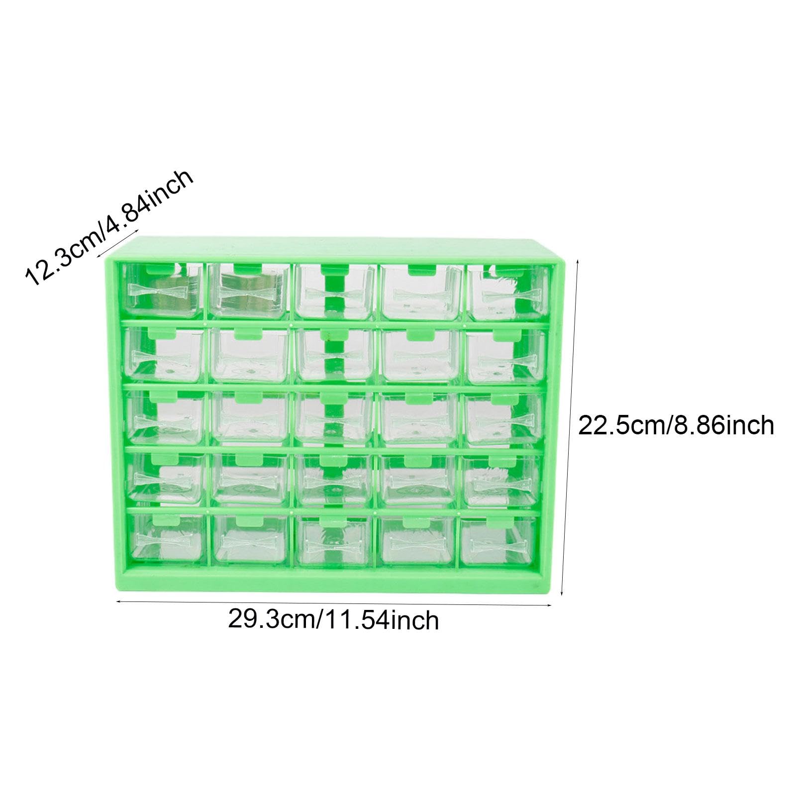 Organizer Componenti Armadietto Organizer Hardware con 25 Cassetti Contenitore Divisorio in PVC Resistente Porta Minuteria Adatto per Laboratorio, Verde