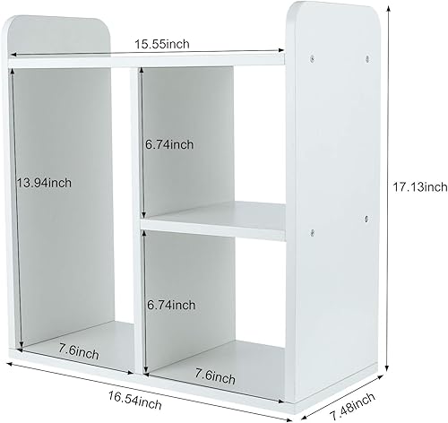 Vista 57 de PAG - Estantería de escritorio, librero ajustable para encimera, organizador de escritorio de madera para suministros de oficina, estante de Negro