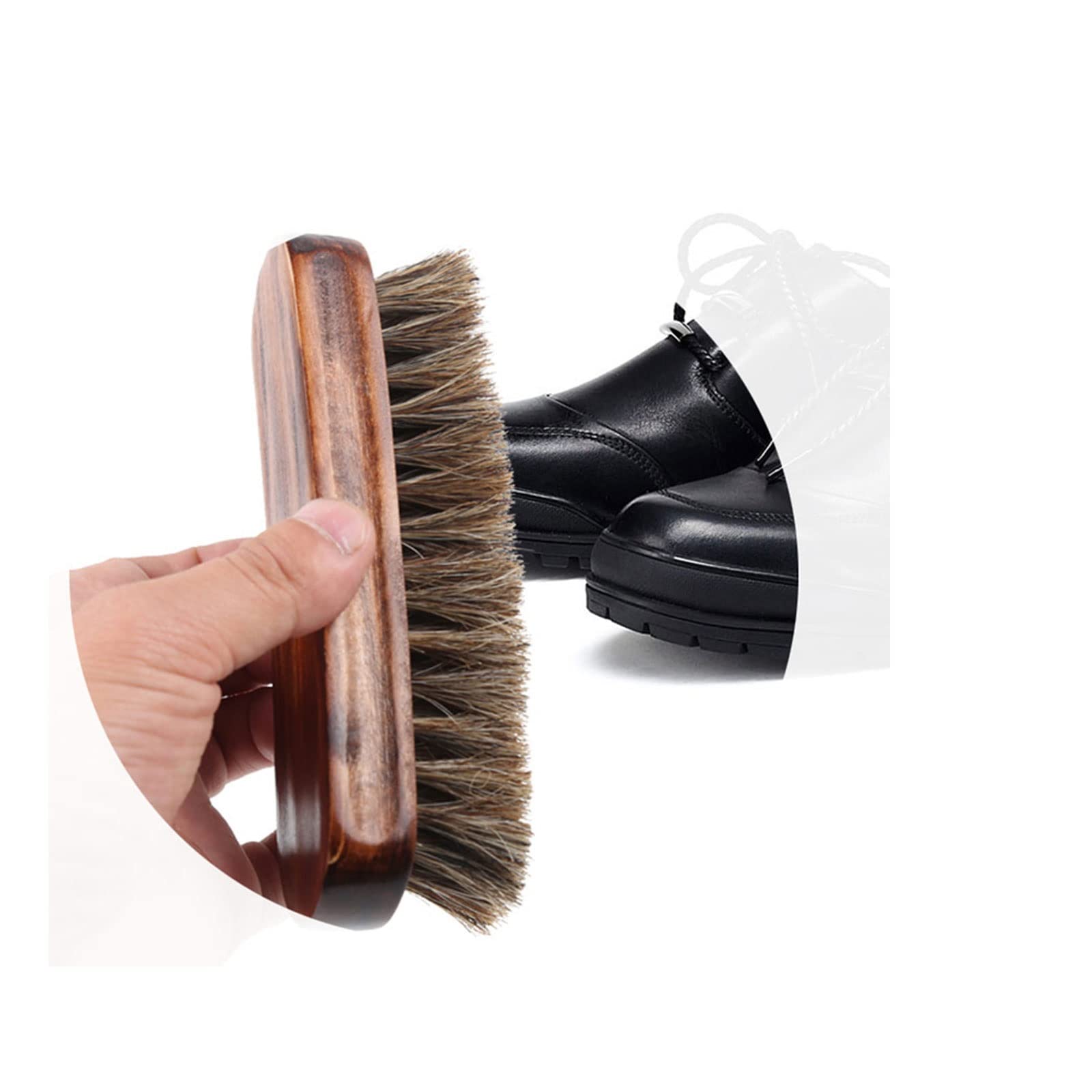 QUNINE Cepillos para Zapatos, Cepillo de Crin, Cepillo de Limpieza con Mango de Madera para Muebles, Ropa, Traje, Zapatos, Abrigo
