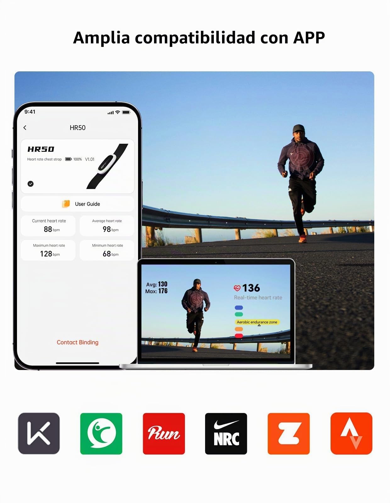 iGPSPORT Monitor Sensor de Frecuencia Cardíaca IPX7 Impermeable Bluetooth y Ant + y Correa para el Pecho para Correr Ciclismo Gimnasio Compatible con Garmin Polar Wahoo Zwift Endomodo y Otros