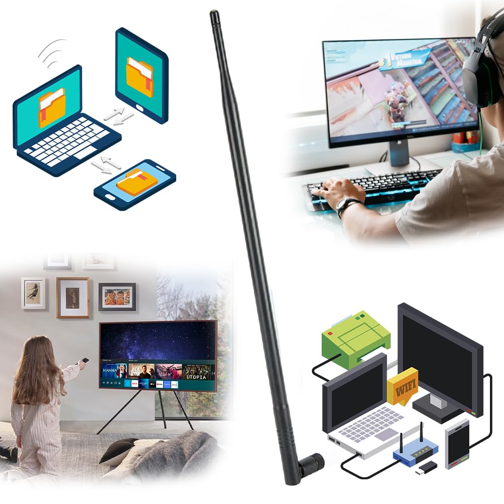 Antenna Wifi ad Alto Guadagno, 12DBi 2.4GHz 5GHz Booster Direzionale Guadagno Wireless RP SMA Doppia Banda Modem Router Lungo Raggio per Dispositivi ai Rete Telecamere Sicurezza PC Estensore Internet