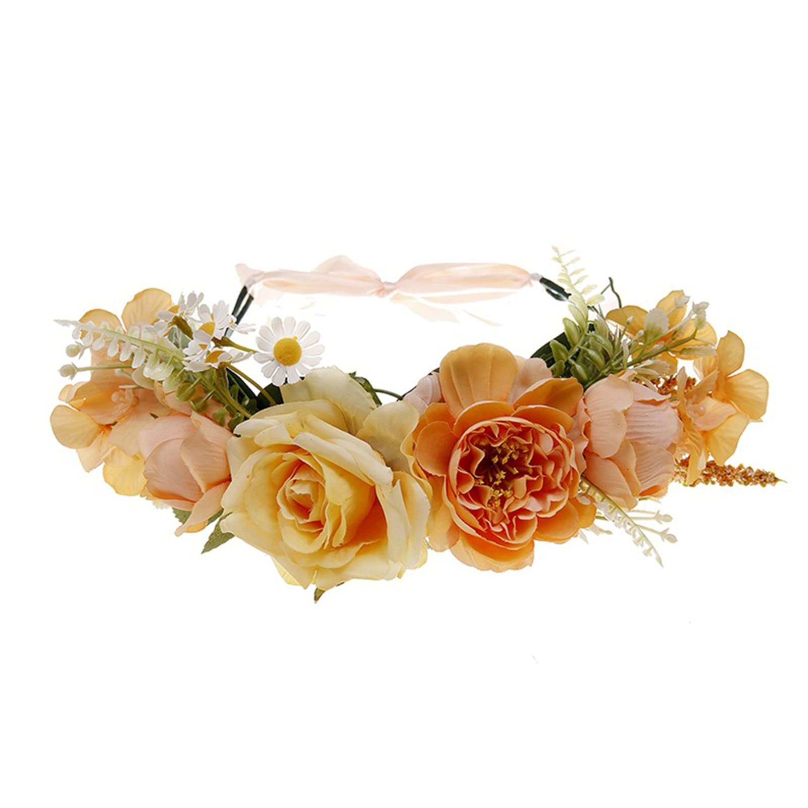 Fentency Flower Headband Women Floral Headpiece Bride Flower Headband Flower Wedding Bridal