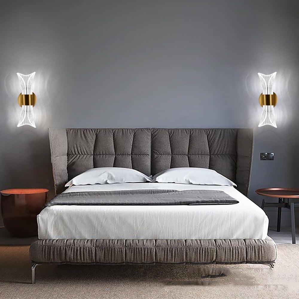 Nowoczesne kinkiety ścienne LED do wewnątrz z górą w dół złote akrylowe długie liniowe lampki nocne lampa łazienkowa lampa toaletkowa lampa ścienna do sypialni salonu przedpokoju lampa naścienna