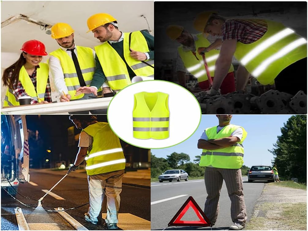 Anlising 4PCS High Visibility Safety Vests,Hi Vis Safety Vests with 2 Reflective Stripes,Night Workwear Reflective Vest,Reflective Jackets Waistcoat,for Running,Biking,Surveyor and Traffic Work - Image 7