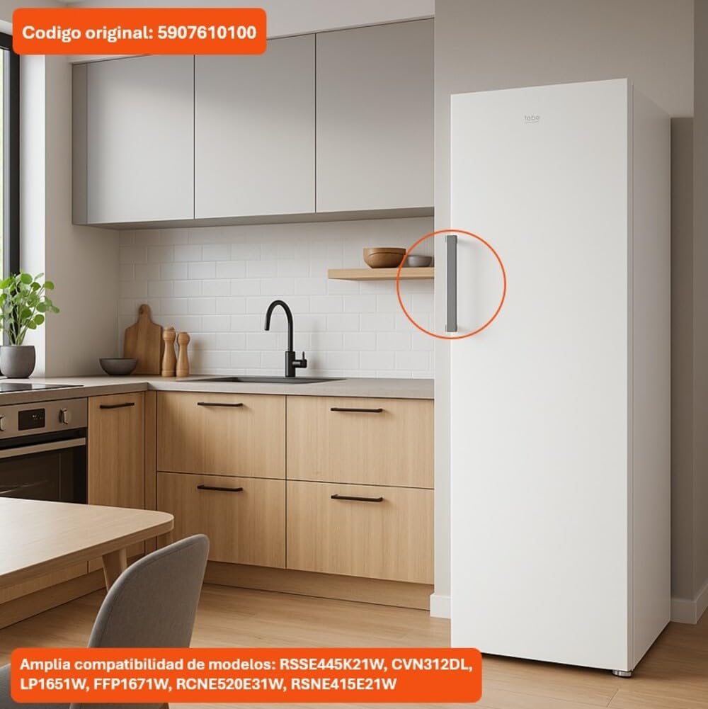 Maniglia Porta Frigorifero Beko 5907610700 Originale - Argento E Nero Per CRFP1790DA