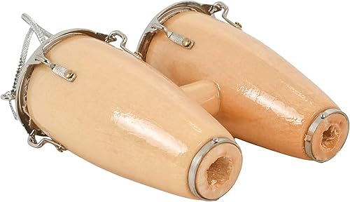 Miniatura 5 de Broadway Gifts - Adorno decorativo de 2.8 pulgadas, madera marrón natural y latón, doble tambor de conga
